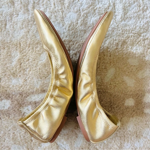 Tory Burch Eddie Ballet Flats In Metallic Gold Size 10 - Picture 7 of 14